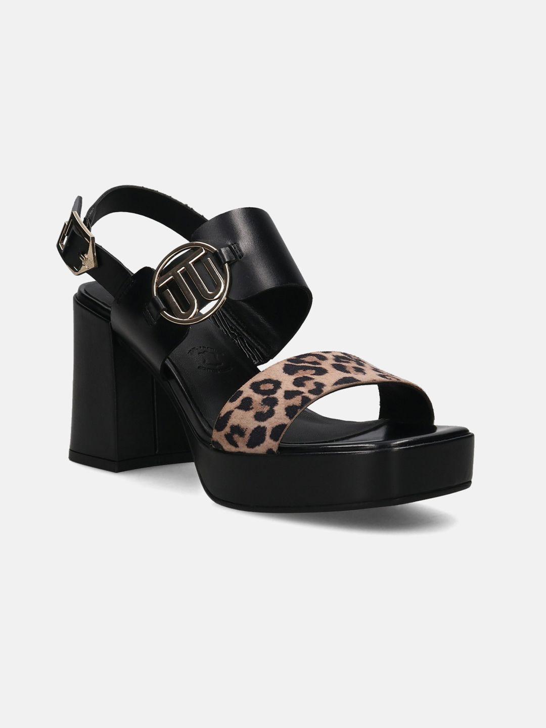 bagatt cesena two strap printed embellished leather platform heels with buckles