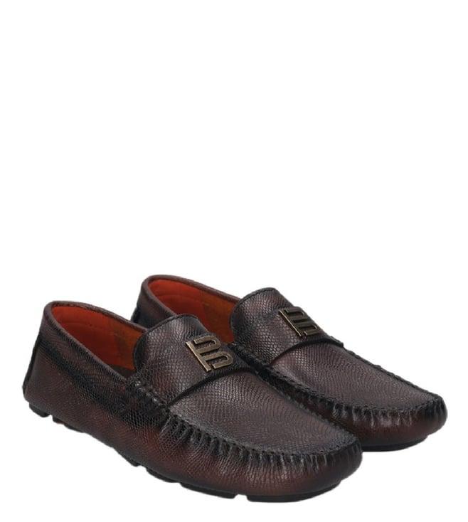 bagatt men's hexa driver brown logo loafers