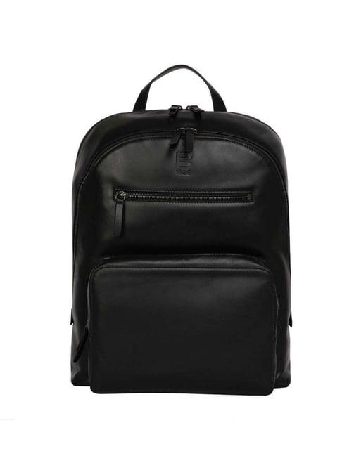 bagatt solofra black leather medium laptop backpack