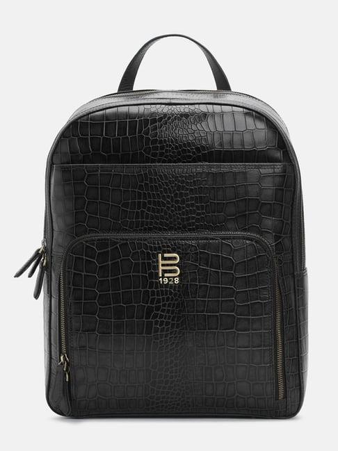 bagatt solofra black textured leather backpack