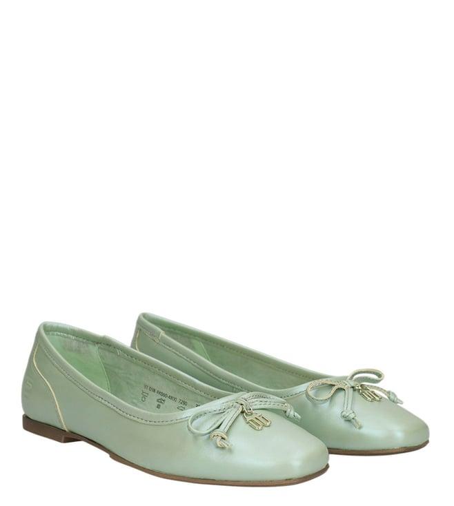 bagatt women's amalia light green & metallics logo ballerinas