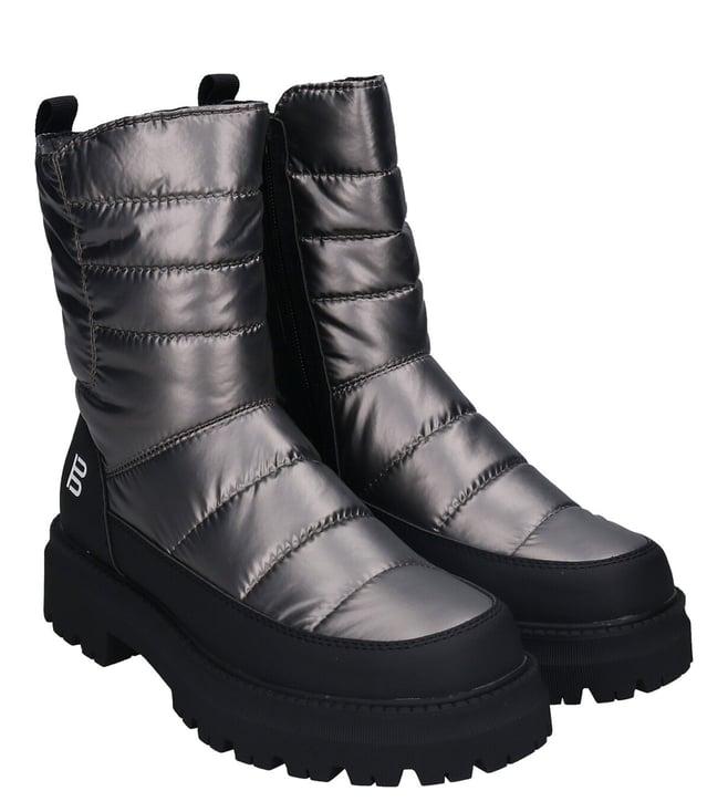 bagatt women's carley quilted silver & black ankle boots