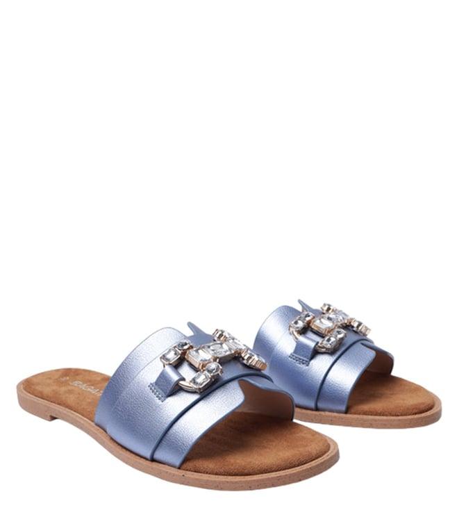 bagatt women's goldy light blue slide sandals
