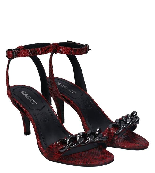 bagatt women's silvana red ankle strap sandals (animal effect)