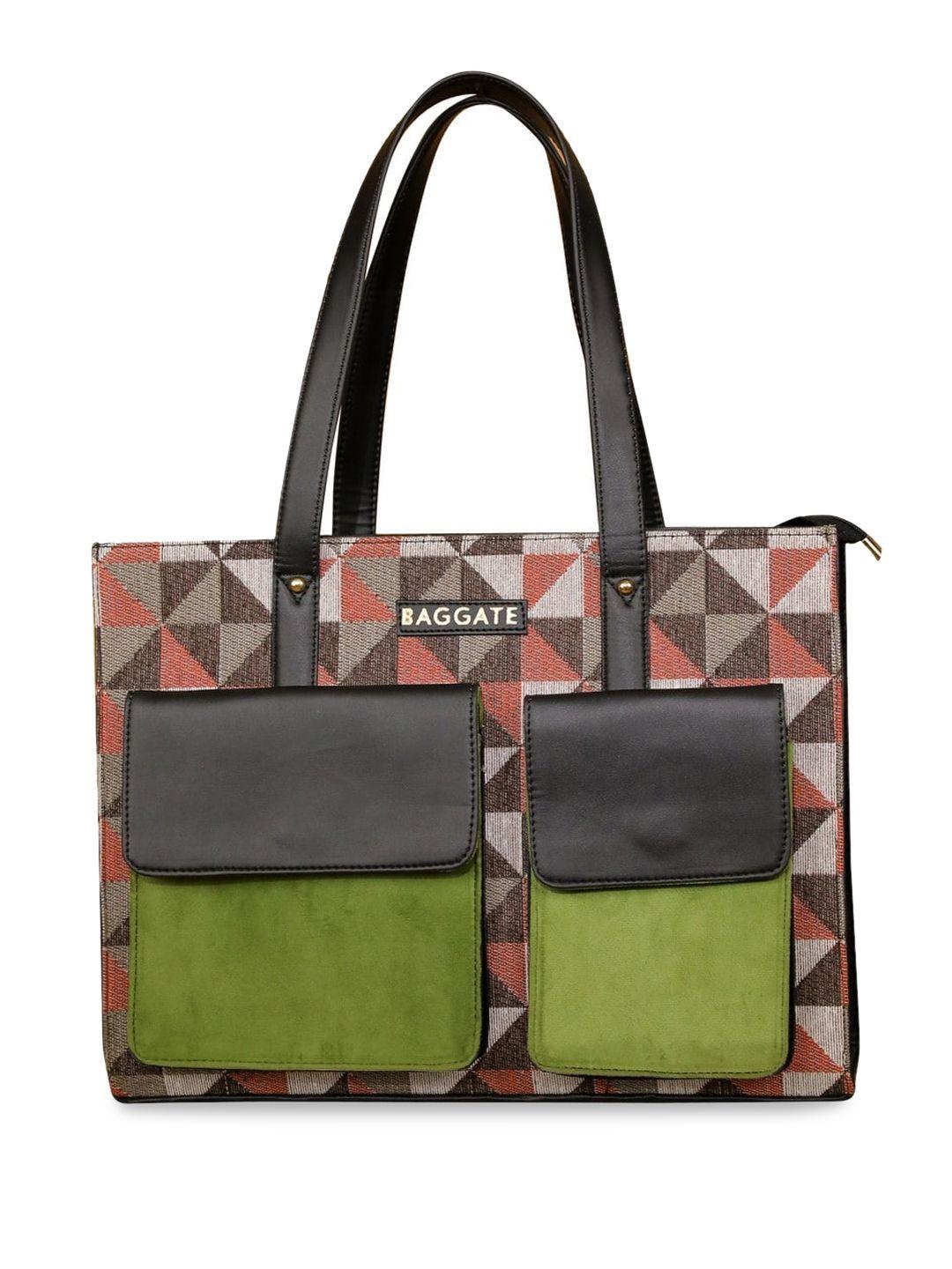 baggate geometric printed duo pockets jacquard structured tote bag