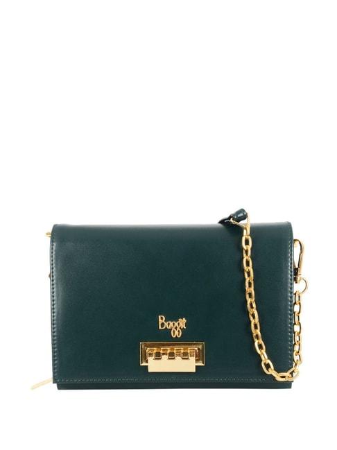 baggit green solid small sling handbag