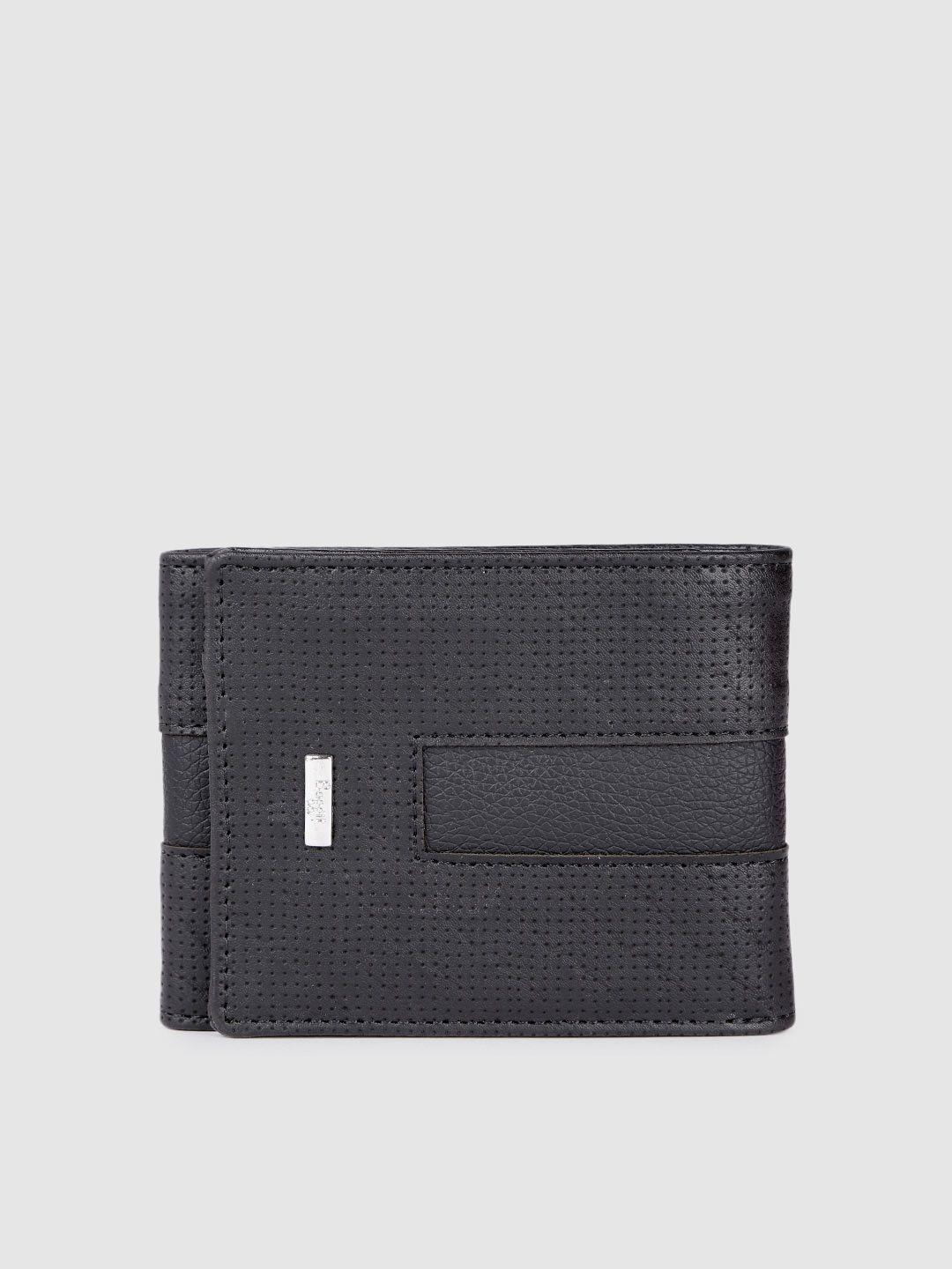 baggit men micro geometric self design pu three fold wallet