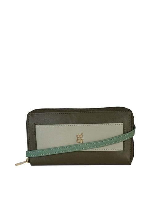 baggit olive solid zip around wallet for women