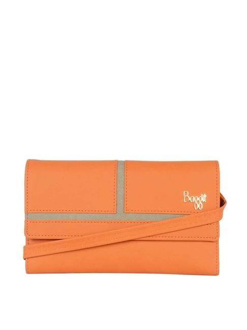 baggit orange paneled wallet for women