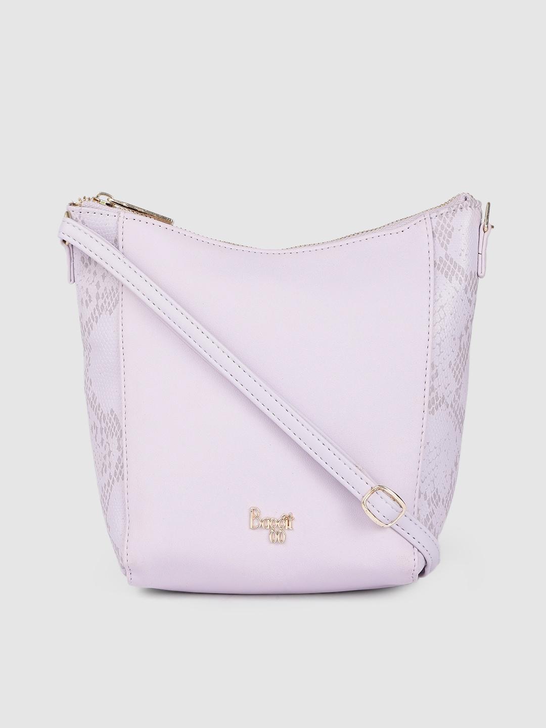 baggit women lavender animal textured structured sling bag