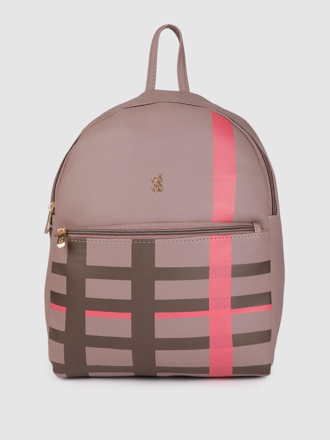 baggit women mauve & brown striped backpack