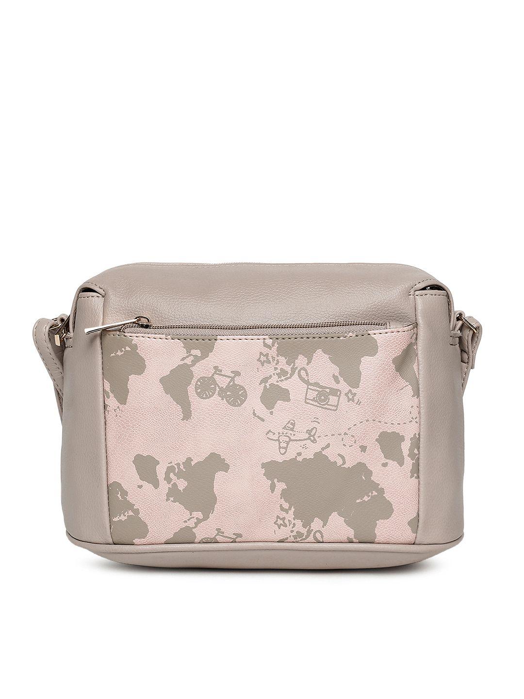 baggit beige & pink printed sling bag