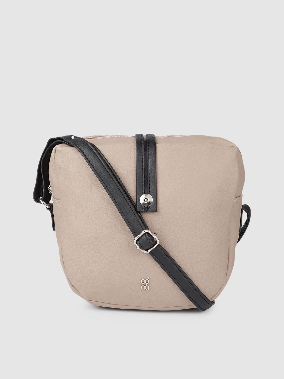 baggit beige solid graddle sling bag