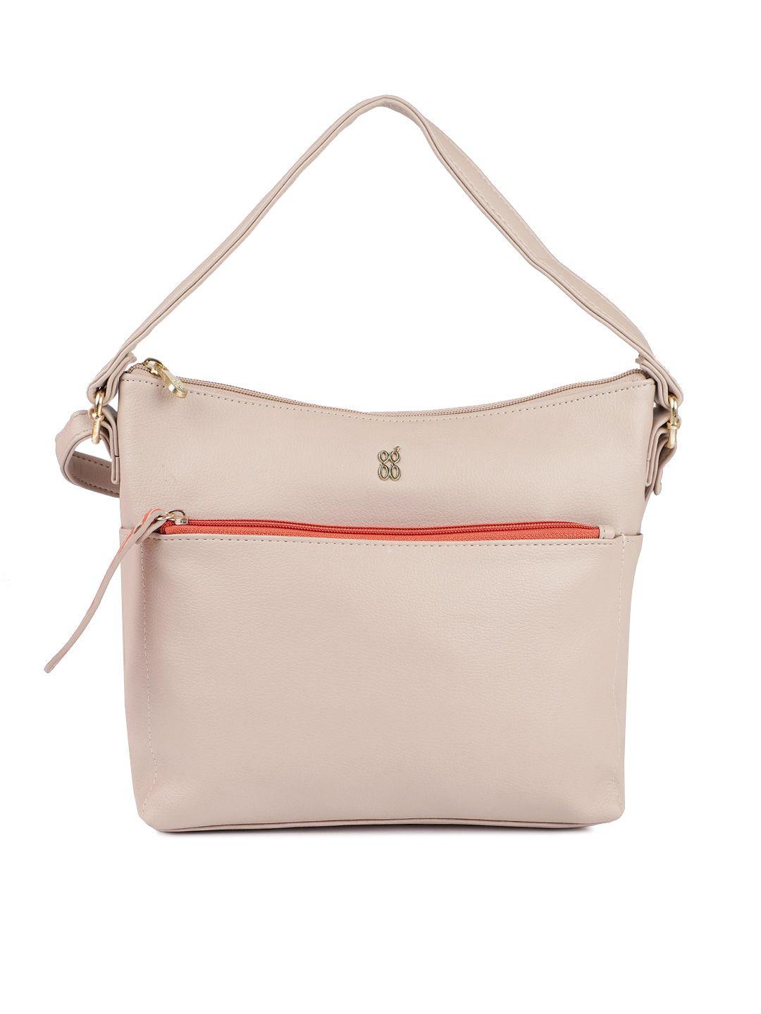 baggit beige solid hobo bag