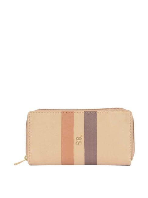 baggit beige striped zip around wallet for women