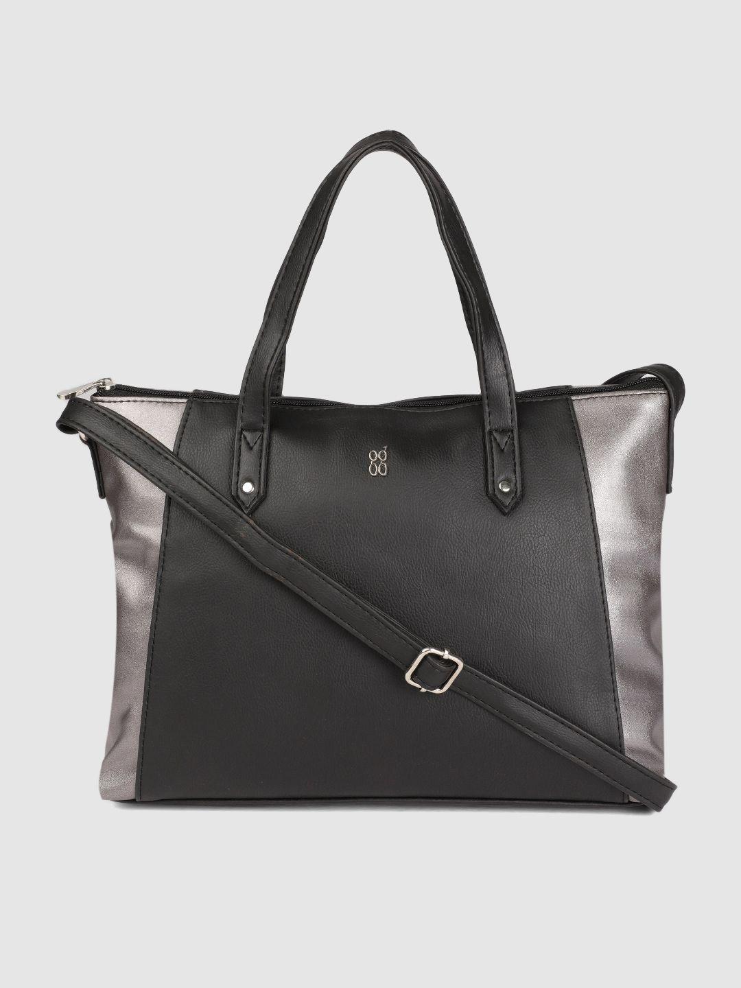 baggit black & gunmetal-toned colourblocked sling bag