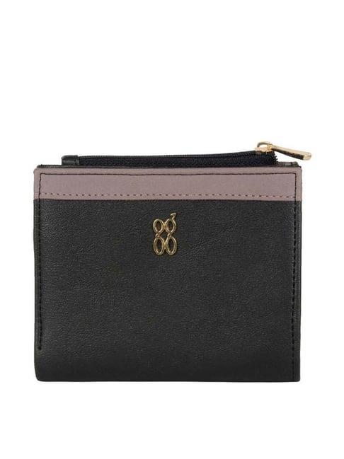 baggit black solid bi-fold wallet for women