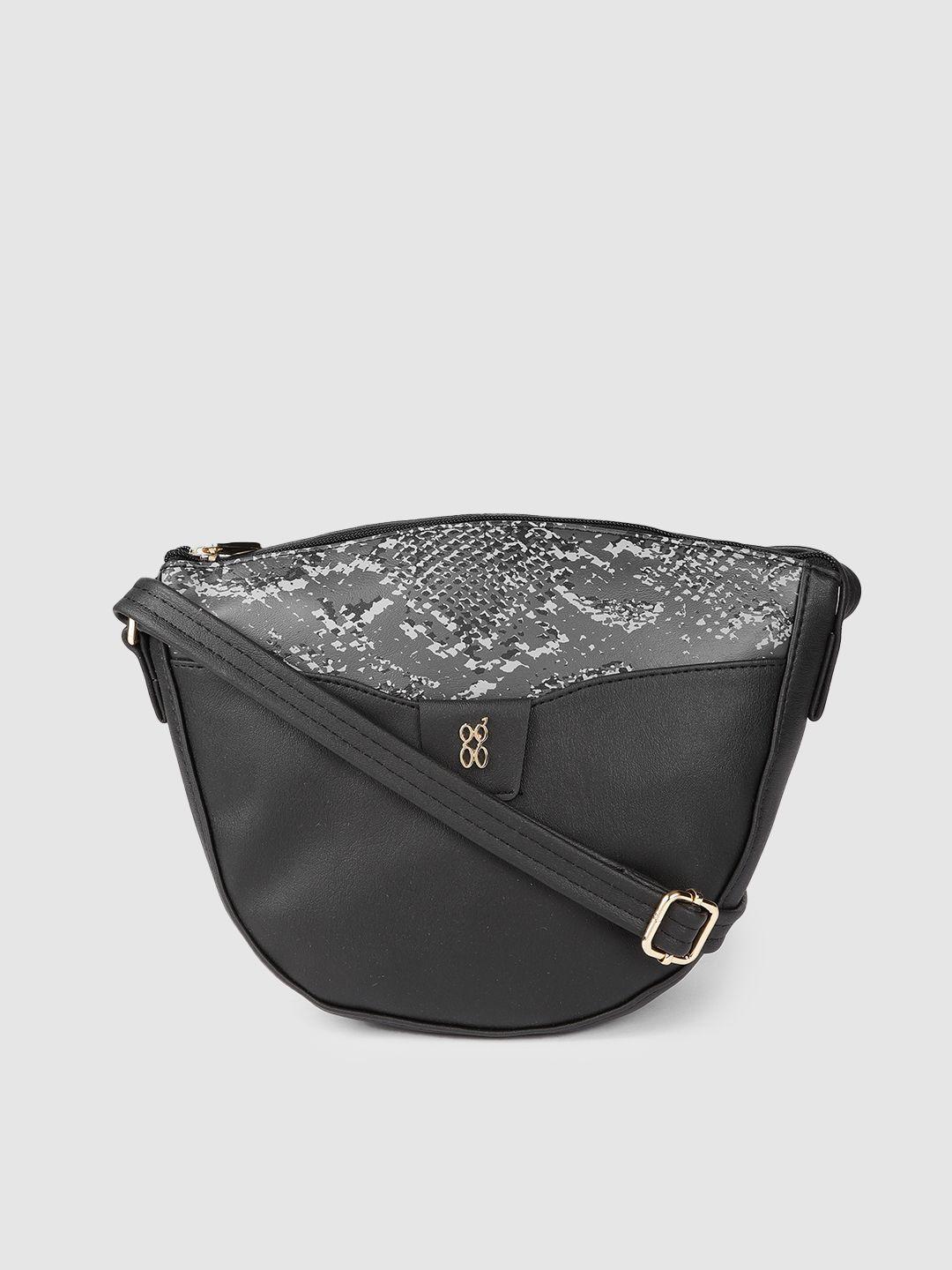 baggit black textured sling bag