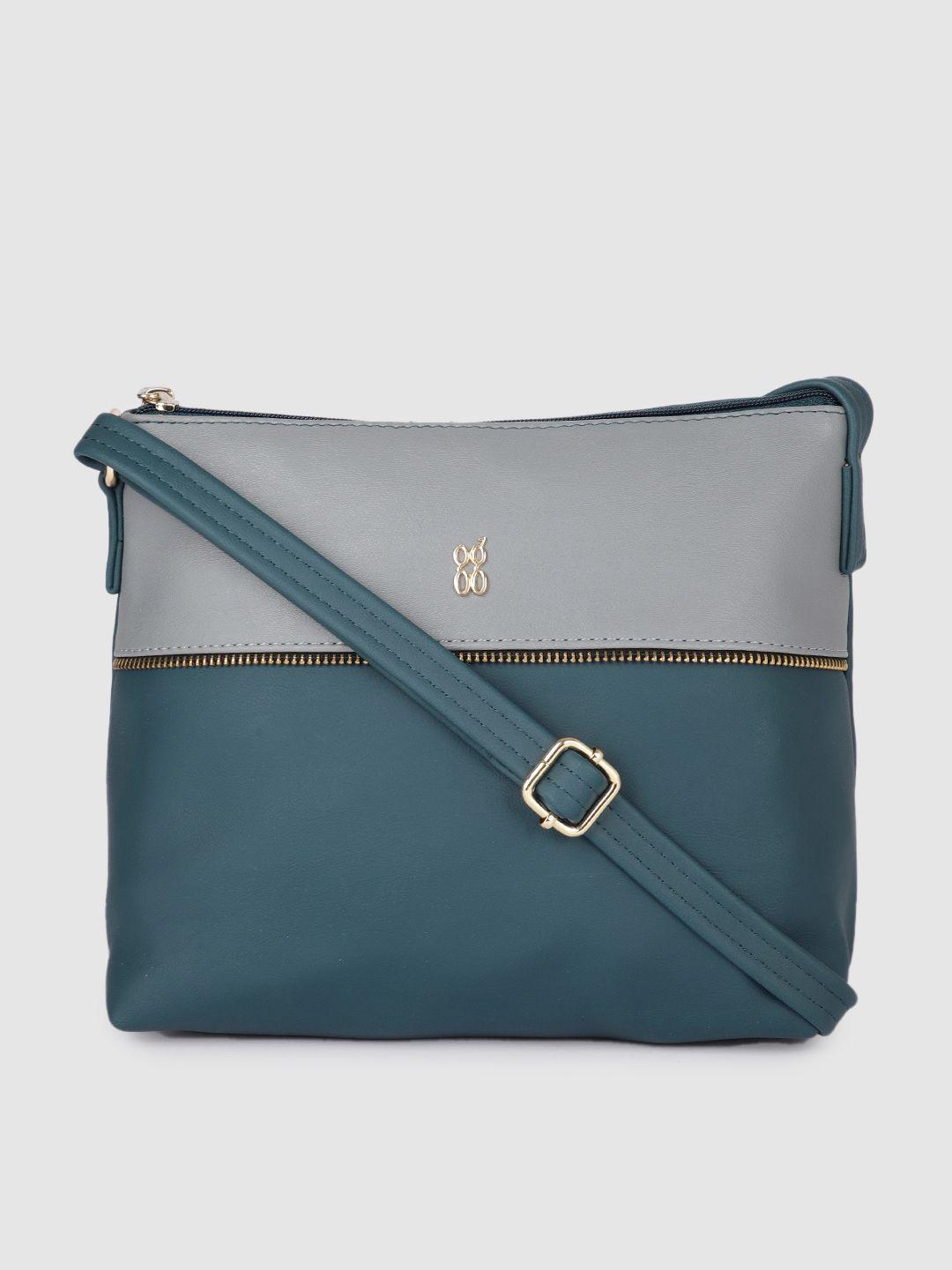 baggit blue & grey colourblocked structured sling bag