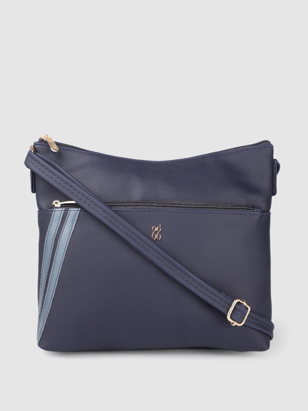 baggit blue solid structured sling bag