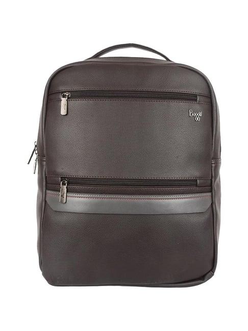 baggit brown pu solid backpack