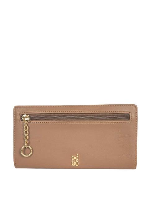 baggit brown solid bi-fold wallet for women