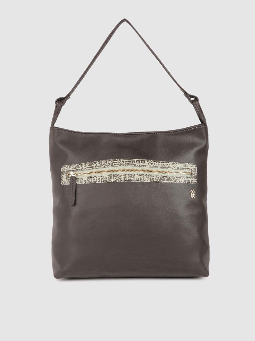 baggit brown solid hobo bag