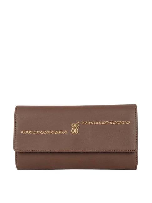 baggit brown solid tri-fold wallet for women