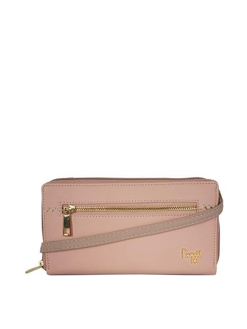 baggit clooney pink solid zip around wallet for women