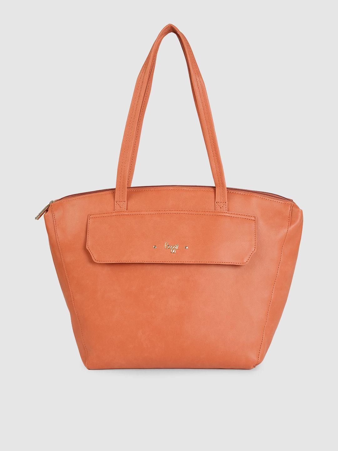 baggit coral orange structured shoulder bag