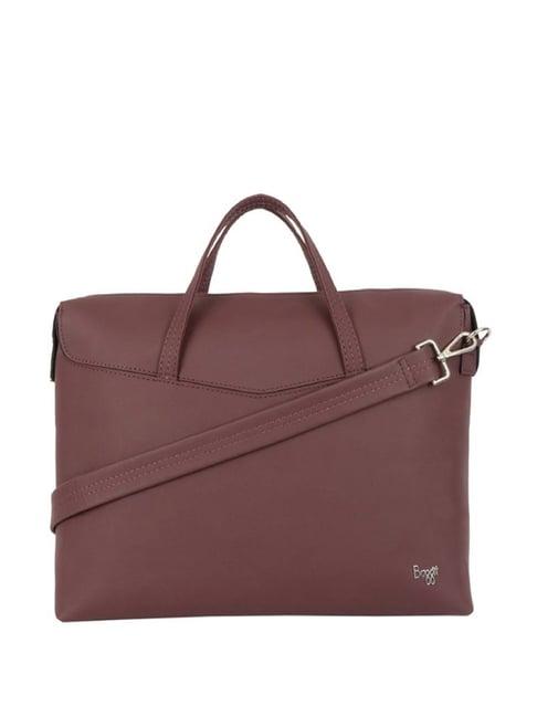 baggit dark cherry solid large laptop messenger bag