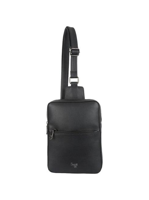 baggit define black pu solid cross body bag