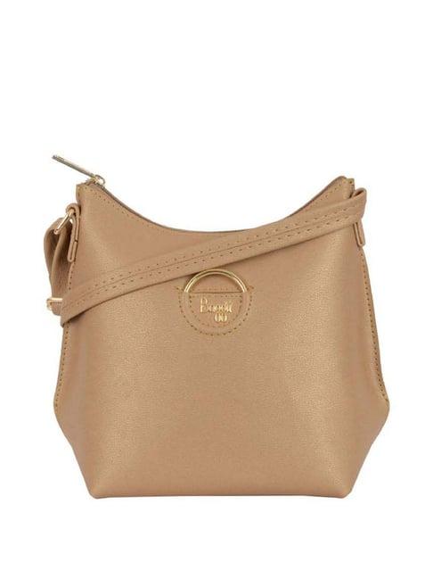 baggit golden solid small sling handbag