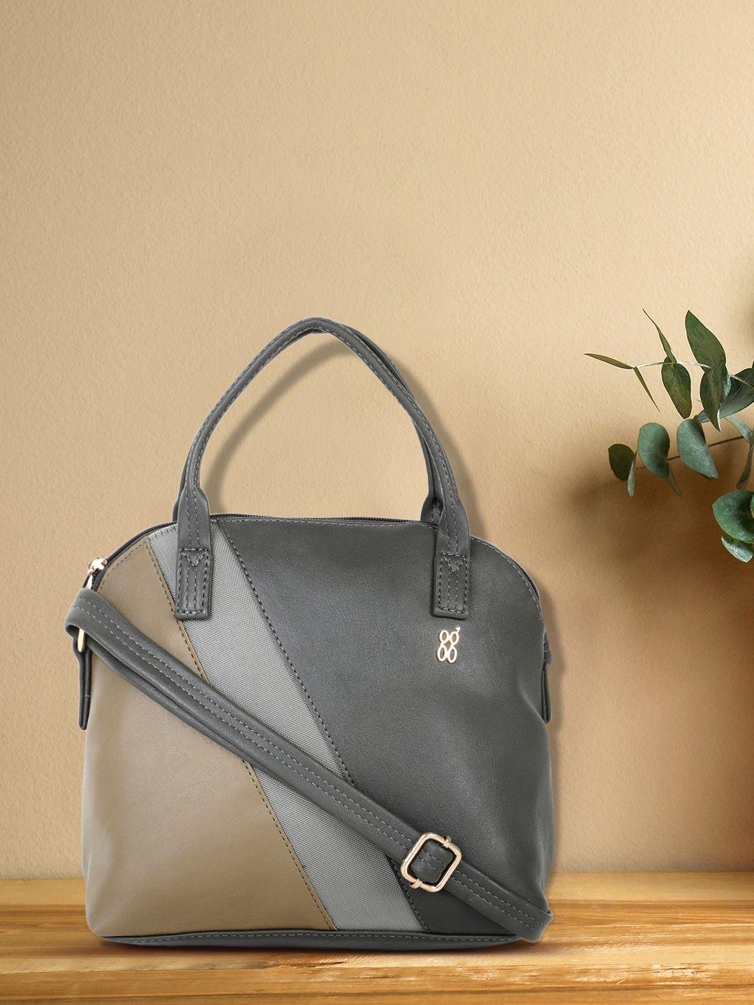 baggit grey & brown colourblocked astorin e ashlyn structured shoulder bag