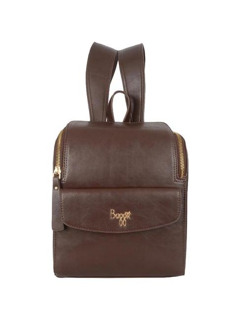 baggit linger baniyas brown pu solid backpack