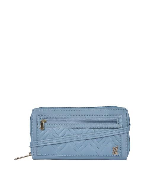 baggit lzxe mondo ashlyn blue quilted zip around wallet for women