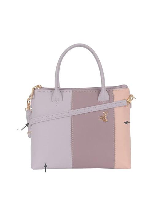 baggit maputo violet pu color block tote handbag