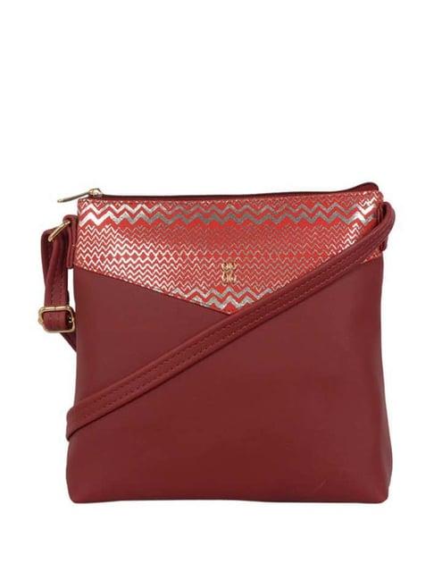 baggit maroon solid medium sling handbag