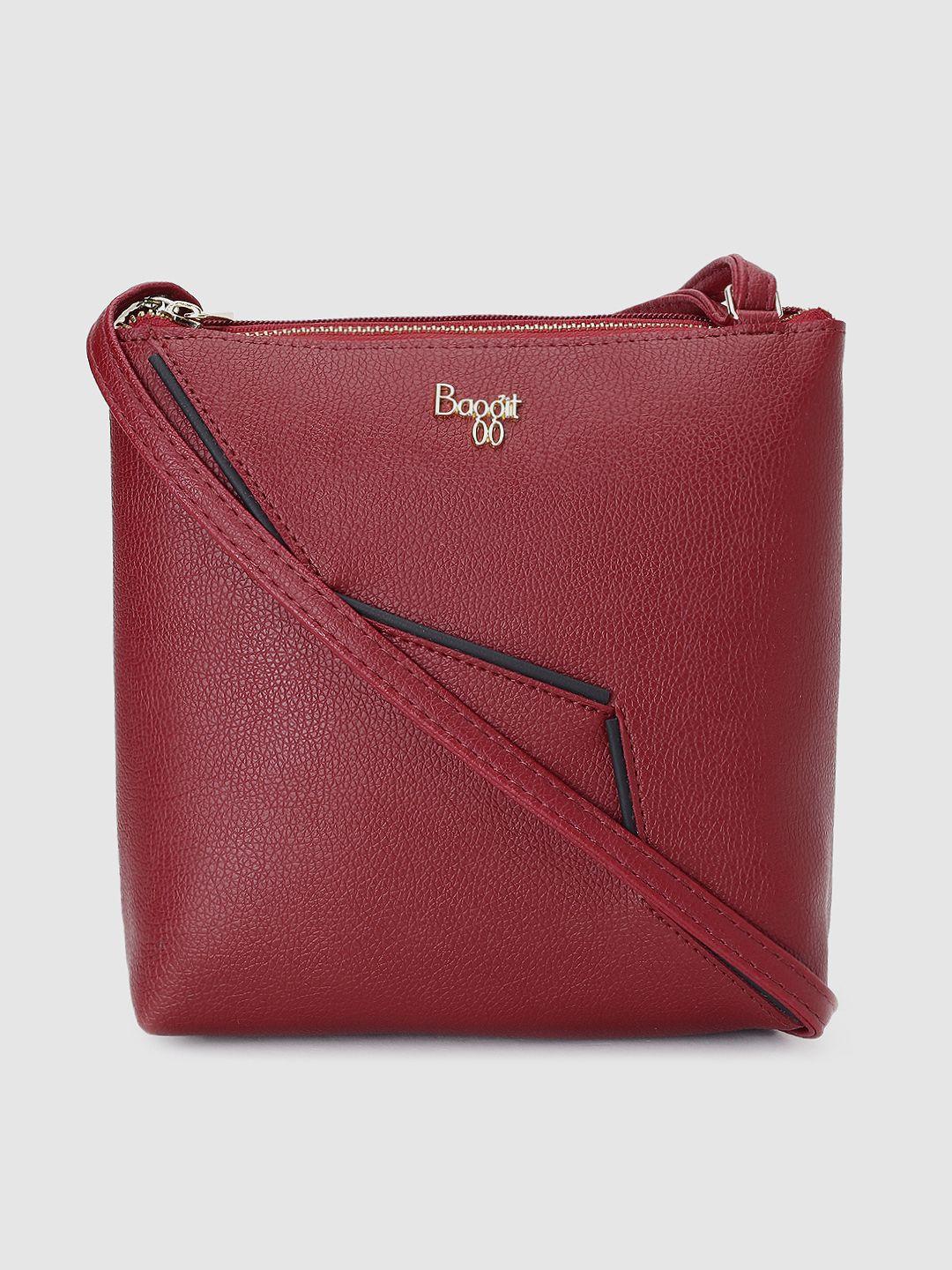 baggit maroon textured sling bag