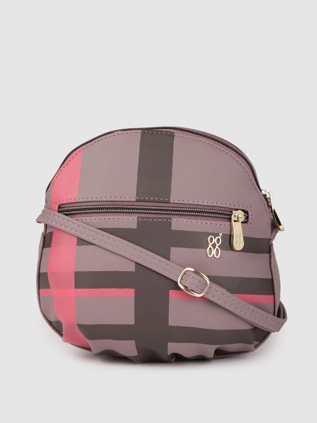 baggit mauve striped structured sling bag