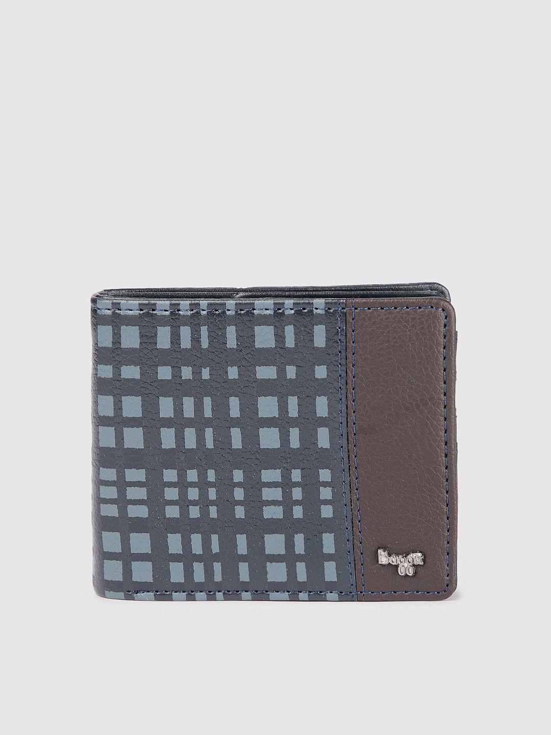 baggit men bichrome checked two fold wallet