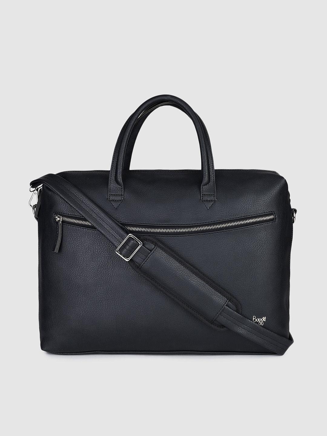 baggit men black textured laptop bag