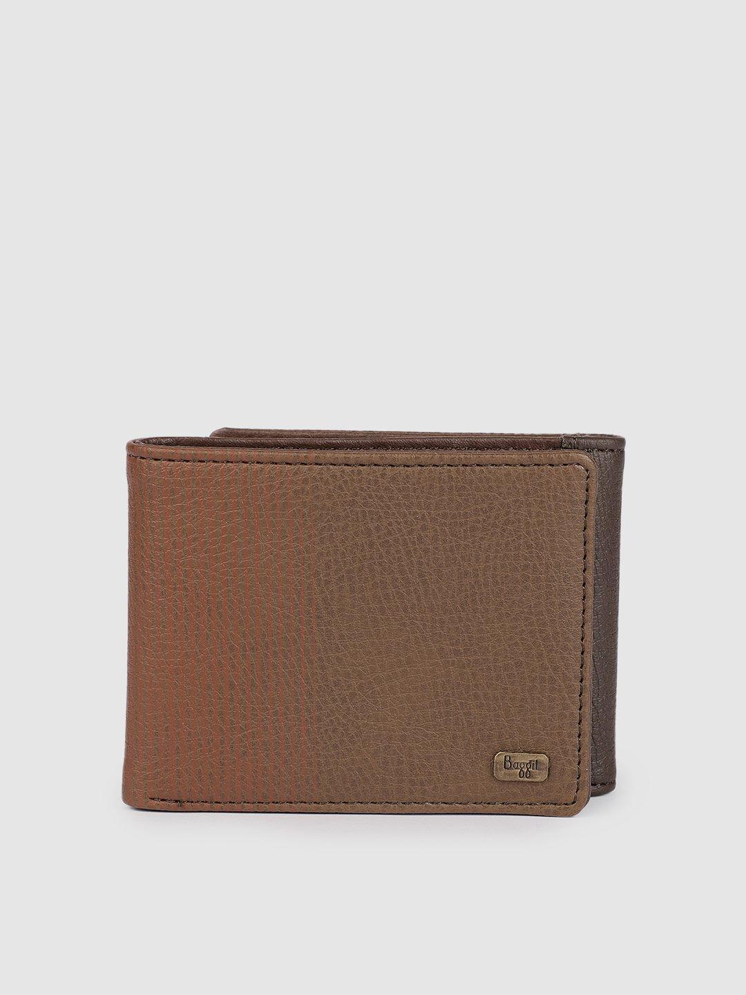 baggit men brown ombre pu two fold wallet