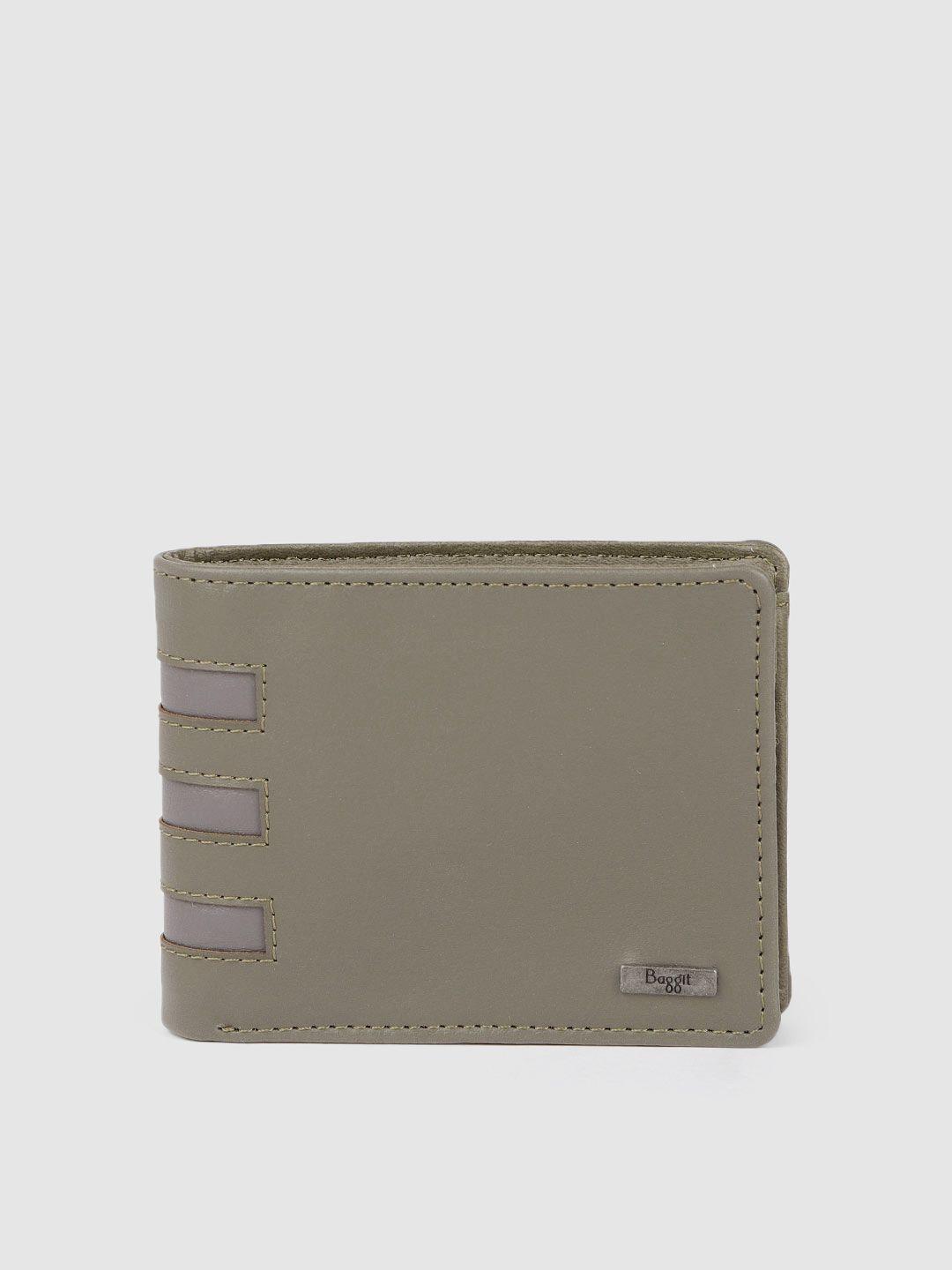 baggit men green solid two fold wallet