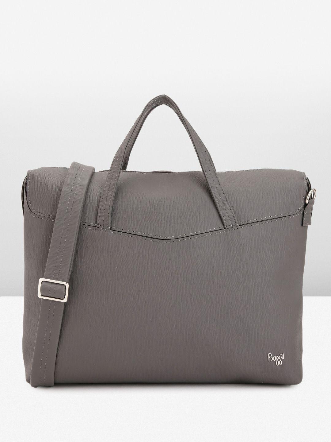 baggit men solid pu laptop bag