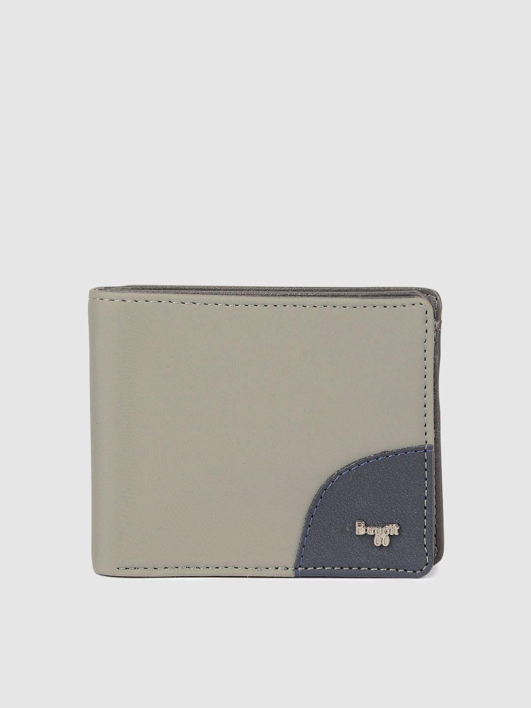 baggit men solid pu two fold wallet with applique detail