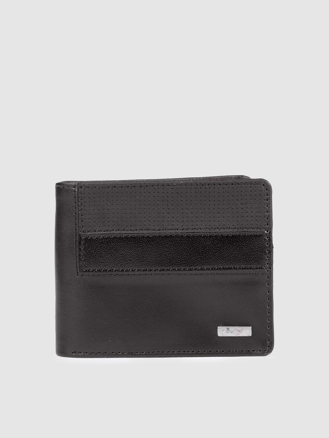 baggit men solid pu two fold wallet with textured detail