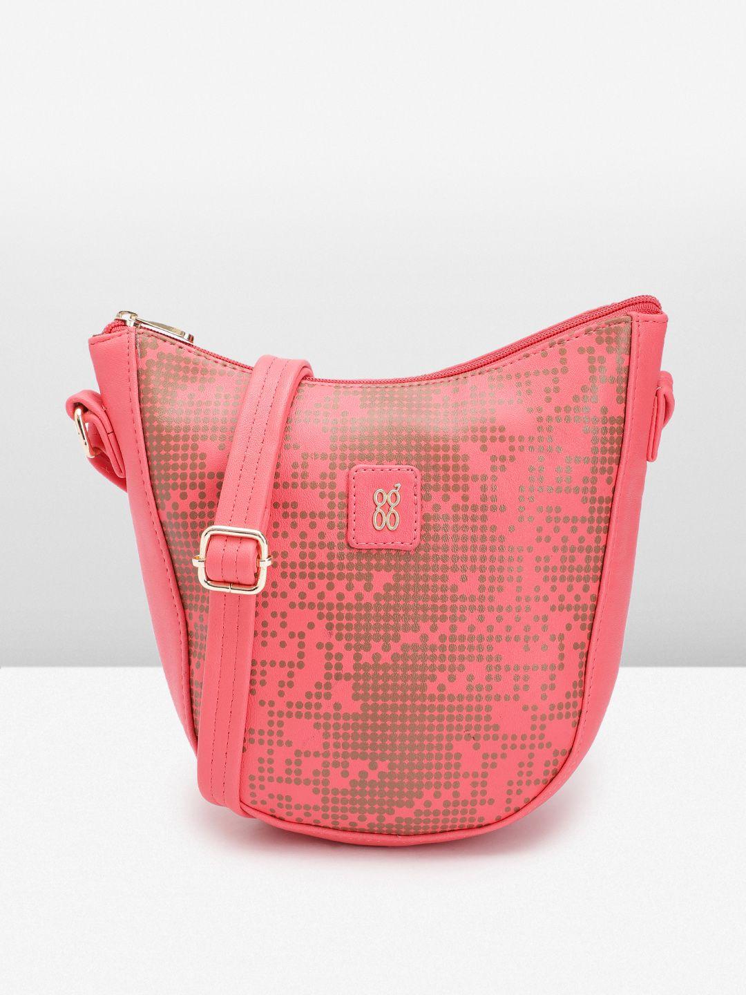 baggit micro geometric print pu structured sling bag