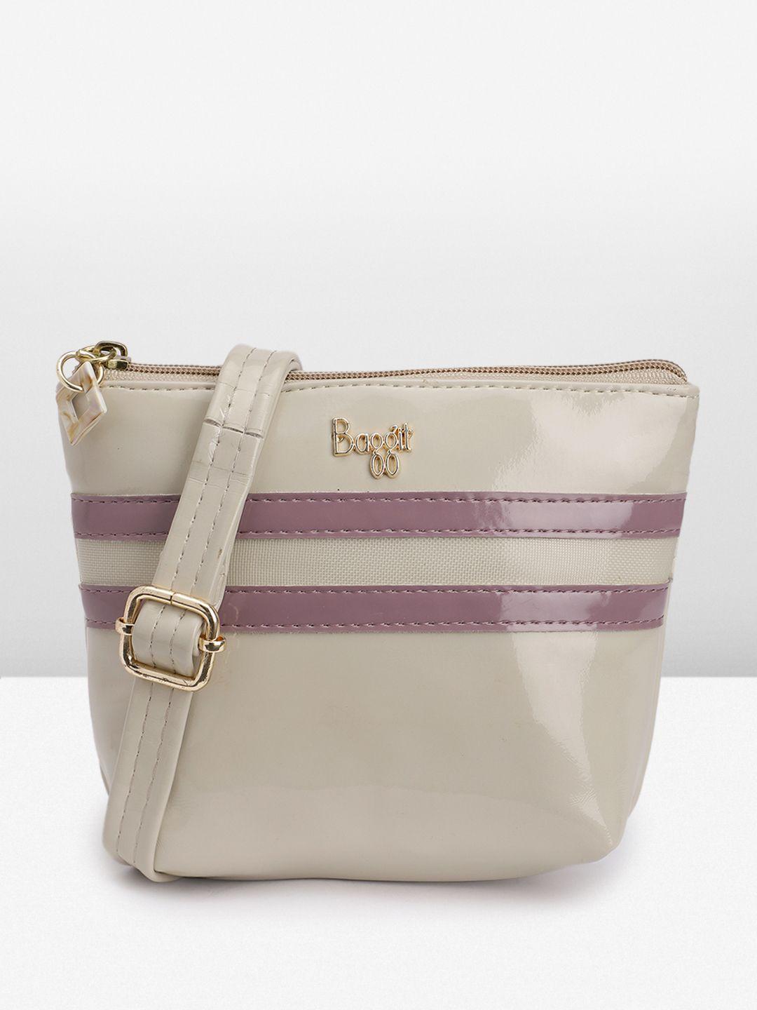 baggit minimal striped structured sling bag