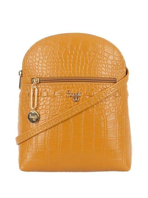 baggit mustard pvc textured backpack - 3.23 ltrs